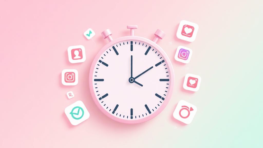 Clock surrounded by social media icons showing optimal timing