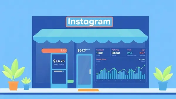 Business storefront with Instagram analytics dashboard