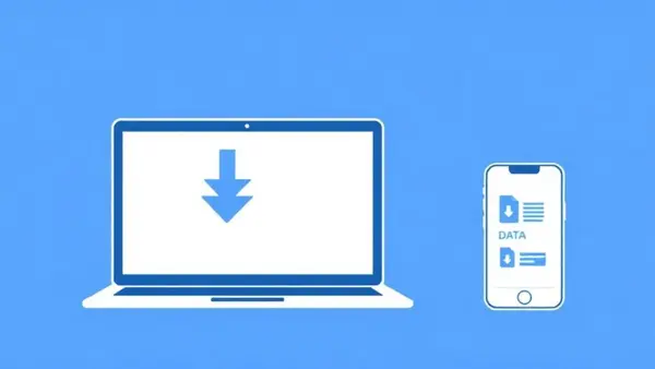 Laptop and phone showing data export download process