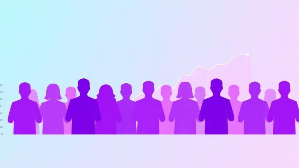 Ghost follower silhouettes fading with engagement chart rising