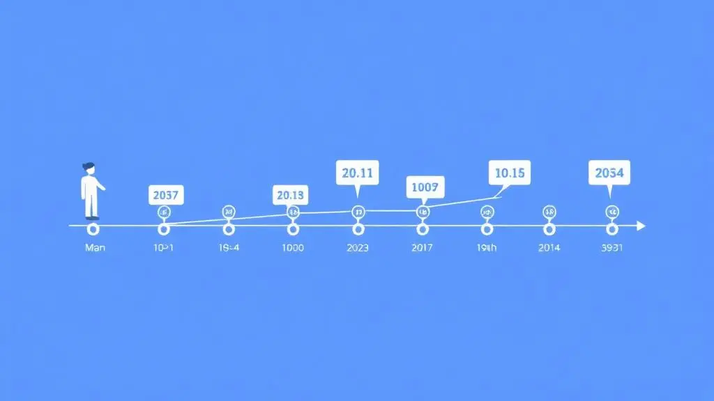 Timeline showing follower tracking data points over months